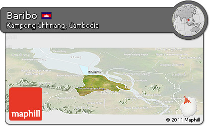 Satellite Panoramic Map of Baribo, lighten