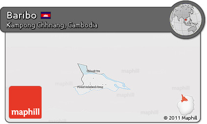 Silver Style Panoramic Map of Baribo, single color outside