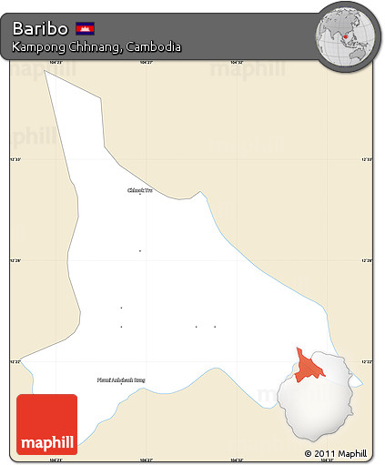 Classic Style Simple Map of Baribo, single color outside