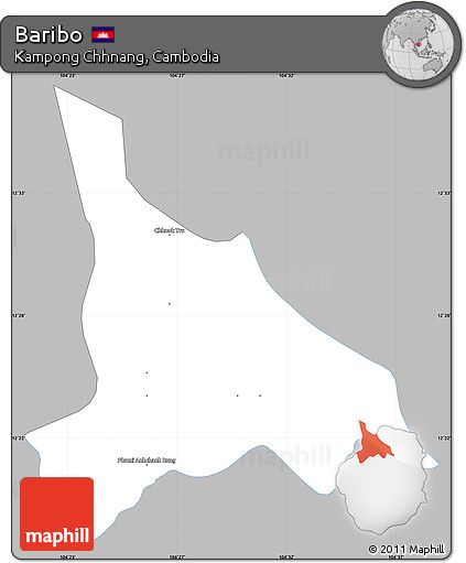Gray Simple Map of Baribo, single color outside
