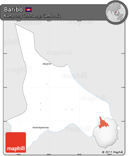Silver Style Simple Map of Baribo, single color outside