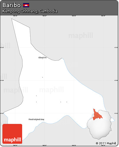 Silver Style Simple Map of Baribo, single color outside