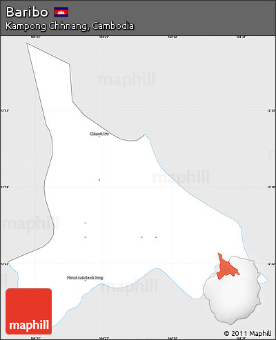 Silver Style Simple Map of Baribo, single color outside
