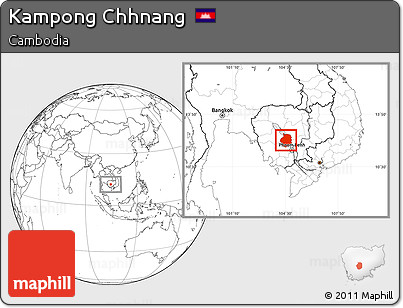 Blank Location Map of Kampong Chhnang