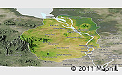 Satellite Panoramic Map of Kampong Chhnang, semi-desaturated