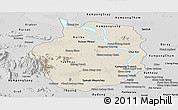 Shaded Relief Panoramic Map of Kampong Chhnang, desaturated
