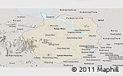 Shaded Relief Panoramic Map of Kampong Chhnang, semi-desaturated