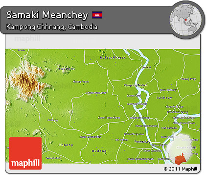 Physical 3D Map of Samaki Meanchey