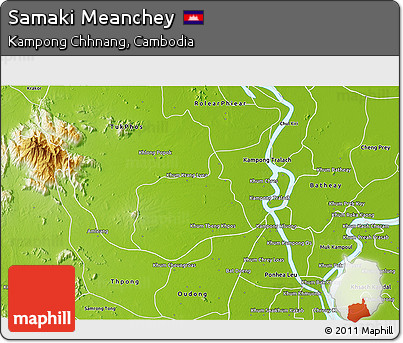 Physical 3D Map of Samaki Meanchey