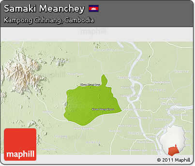Physical 3D Map of Samaki Meanchey, lighten