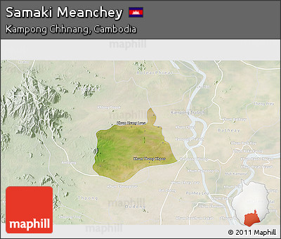 Satellite 3D Map of Samaki Meanchey, lighten
