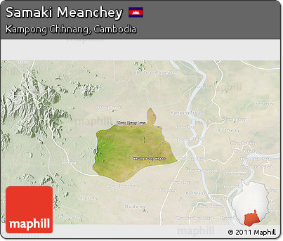 Satellite 3D Map of Samaki Meanchey, lighten