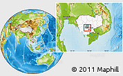 Physical Location Map of Samaki Meanchey, highlighted country, highlighted parent region, within the entire country