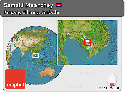 Satellite Location Map of Samaki Meanchey, highlighted parent region