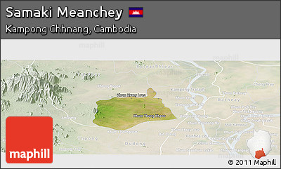 Satellite Panoramic Map of Samaki Meanchey, lighten