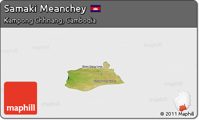 Satellite Panoramic Map of Samaki Meanchey, single color outside