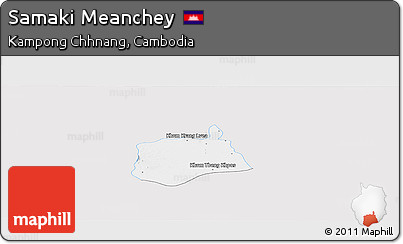 Silver Style Panoramic Map of Samaki Meanchey, single color outside