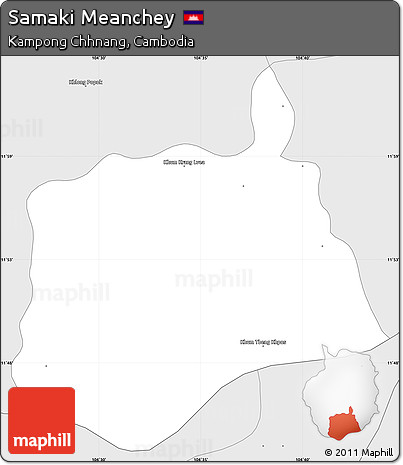 Silver Style Simple Map of Samaki Meanchey
