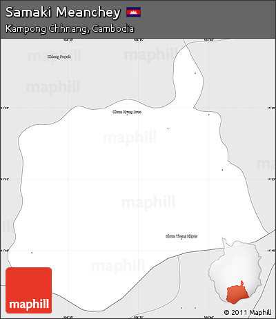Silver Style Simple Map of Samaki Meanchey