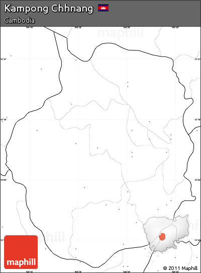 Blank Simple Map of Kampong Chhnang, no labels