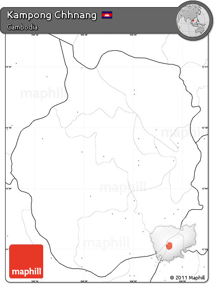 Blank Simple Map of Kampong Chhnang, no labels