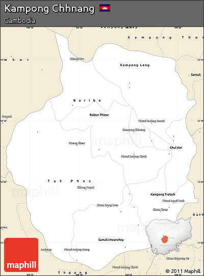 Classic Style Simple Map of Kampong Chhnang