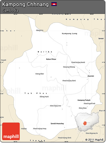Classic Style Simple Map of Kampong Chhnang