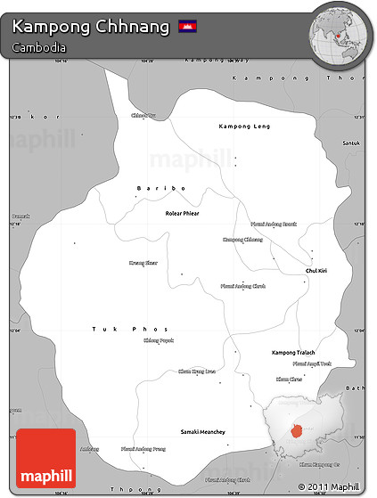 Gray Simple Map of Kampong Chhnang