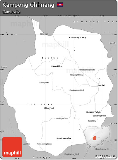 Gray Simple Map of Kampong Chhnang
