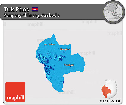 Political 3D Map of Tuk Phos, cropped outside
