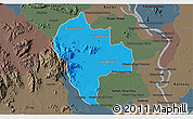 Political 3D Map of Tuk Phos, darken, semi-desaturated