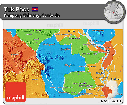 Political 3D Map of Tuk Phos