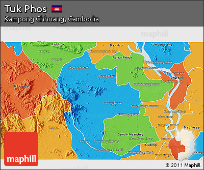 Political 3D Map of Tuk Phos