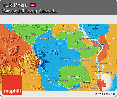 Political 3D Map of Tuk Phos