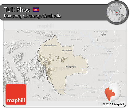 Shaded Relief 3D Map of Tuk Phos, lighten, semi-desaturated