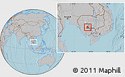 Gray Location Map of Tuk Phos, within the entire country, hill shading