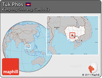 Gray Location Map of Tuk Phos, highlighted country