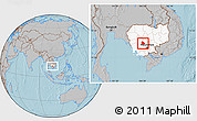 Gray Location Map of Tuk Phos, highlighted country, hill shading