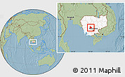 Savanna Style Location Map of Tuk Phos, highlighted country, hill shading