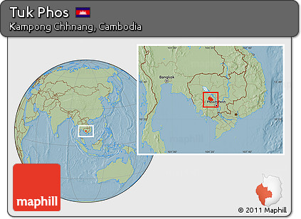 Savanna Style Location Map of Tuk Phos, hill shading