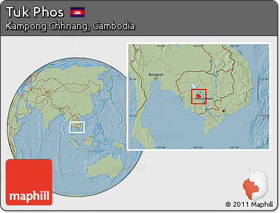 Savanna Style Location Map of Tuk Phos, hill shading