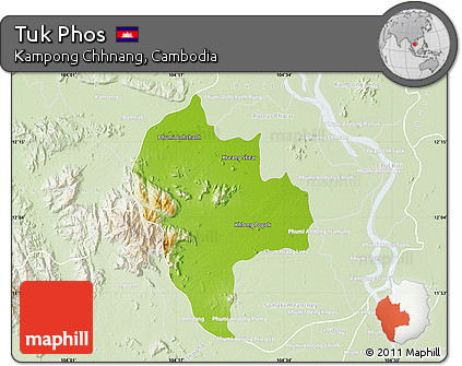 Physical Map of Tuk Phos, lighten