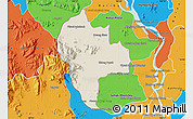 Shaded Relief Map of Tuk Phos, political outside