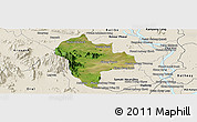 Satellite Panoramic Map of Tuk Phos, shaded relief outside