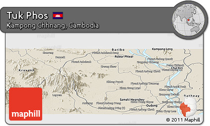 Shaded Relief Panoramic Map of Tuk Phos
