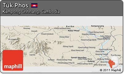 Shaded Relief Panoramic Map of Tuk Phos