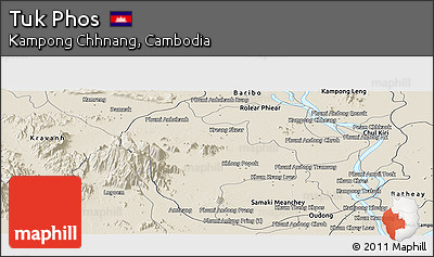 Shaded Relief Panoramic Map of Tuk Phos