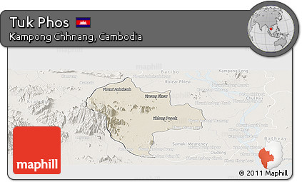 Shaded Relief Panoramic Map of Tuk Phos, lighten