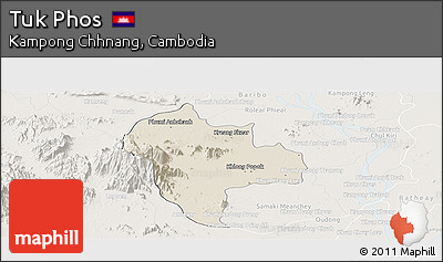 Shaded Relief Panoramic Map of Tuk Phos, lighten
