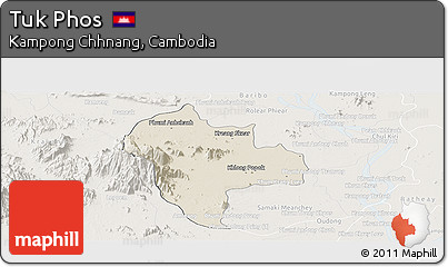 Shaded Relief Panoramic Map of Tuk Phos, lighten
